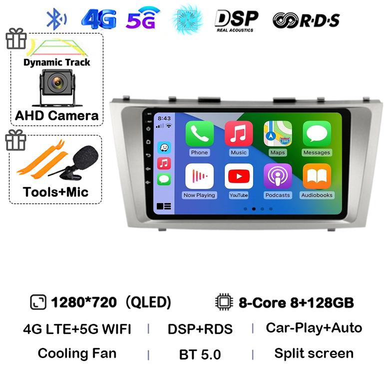 Android 14 Carplay Wifi+4G автомобильное радио для Toyota Camry 7 XV 40 50 2006-2011 4G мультимедийный плеер навигация GPS стерео 360 камера