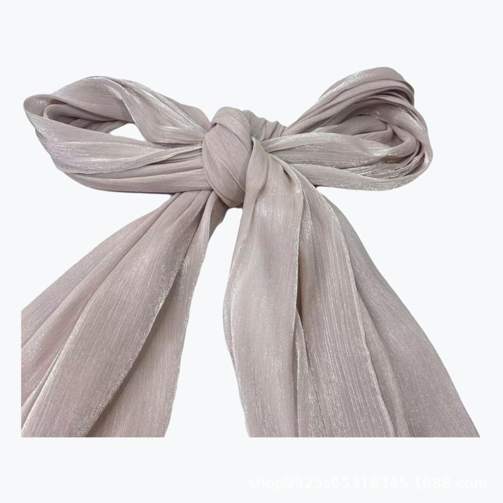 Fashion Solid Color Silk Scarf Chiffon Long Sunscreen shawl Soft Shining Ramadan Long Scarf Outdoor