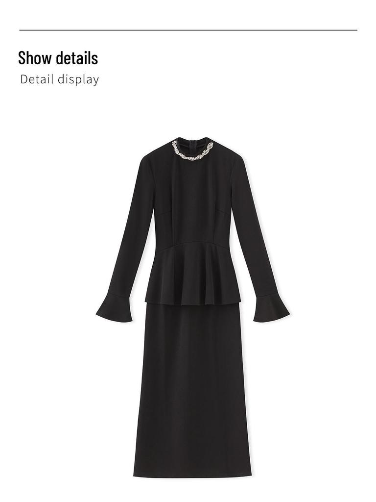 Осенний стиль, облегающее вечернее платье со стразами