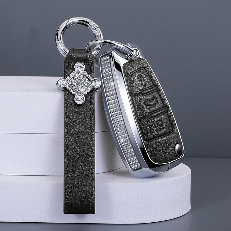 Алмазная кожаная крышка-чехол для брелока автоключа A1 Q3 Q2L Q7 A3 A6L 2008-2011 Защитный чехол для ключа Автомобильные аксессуары для интерьера