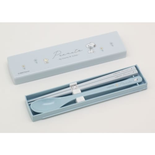 OSK Peanuts Everyday Snoopy Cutlery Set, Quiet Pull-Lid Combination Spoon and Chopsticks, Made in Japan, Dishwasher Safe, Antibacterial, Stylish and C