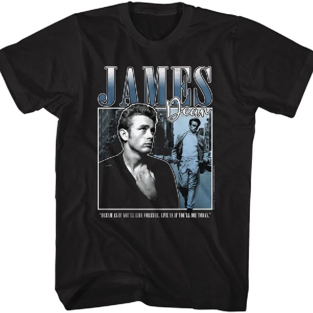 James Dean T-Shirt Portrait Mens Short Sleeve T Shirts 50s Icon Vintage Style Graphic Tees