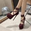 High Quality Women's Shoes Shallow Women's High Heels Fashion Rivet Party Pumps Women New Plus Size Pointed Toe Heels Women
