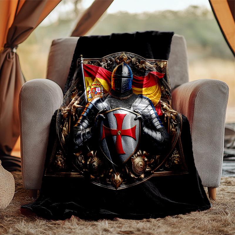 Cross Templars Knight Flannel Blanket Soft Warm All-Season Throw, Design for Camping, Car Travel, Hiking Sofa, Bed, Office Perfect Gift for Parties
