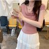 Solid Color Summer Spring Women One Shoulder Short Sleeved Shirt Slim Oneck Blouses Pullover Tight Short Top Sxxl