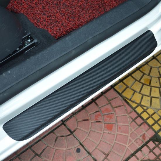 4Pcs 4D Carbon Fiber Авто Наклейки на пороги автомобиля против царапин Защитная крышка