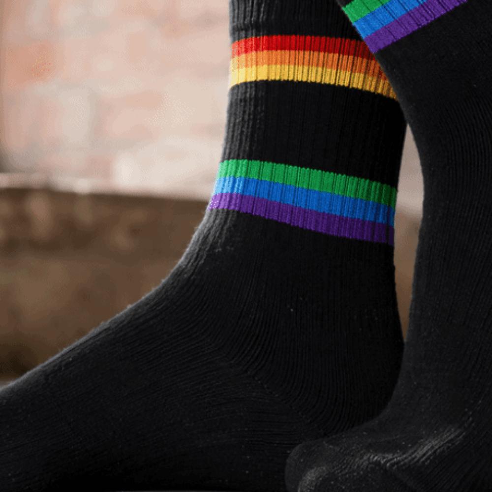 2PCS Rainbow Stripe Striped Socks Cotton Sports Running Socks Durable Running Socks  Running