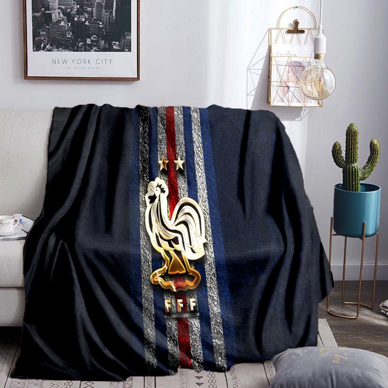 France Football Emblem Throws Blanket Flannel Blankets Plush for Couch Bed Gifts for Men Women Travel picnic blanket Christmas fan gifts
