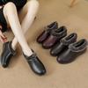 Mom Shoes Cotton Shoes Velvet Winter Flat Bottom Non-slip Warm Elderly Middle-aged and Elderly Women Leather Shoes Old Lady Winter Shoes