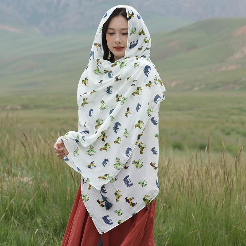 Thickened Women'S Travel Photography Shawl, Women'S Ethnic Style Scarf, Dual-Use Air-Conditioned Room Cloak