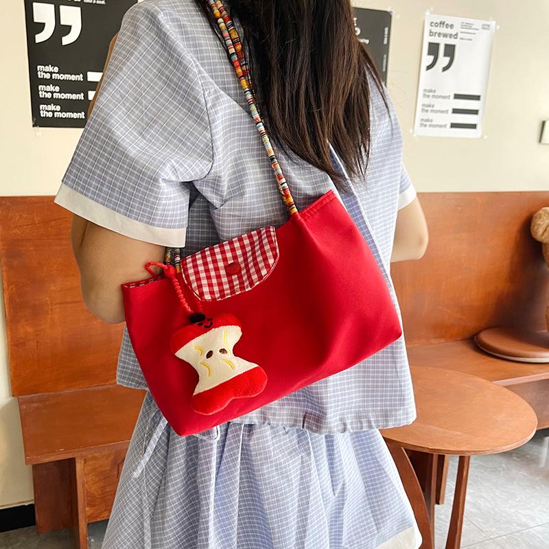 Повседневная нейлоновая клетчатая сумка через плечо с подвеской, дофаминовая сумочка, большая вместимость, женская сумка-тоут для поездок на работу, трендовые сумки под мышкой