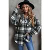 Autumn and Winter Women's Plaid Shirt Jacket Lapel Single-breasted Shirt Commuter Loose Plaid Tweed Jacket