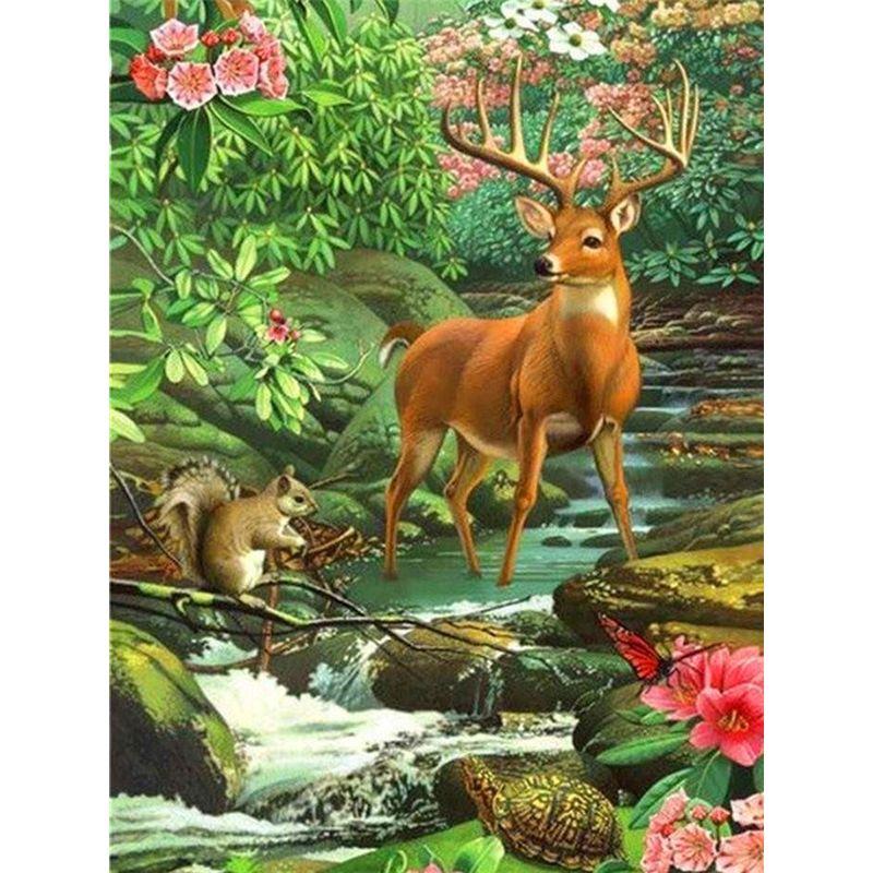 Полный комплект круглой алмазной вышивки Олень 5d Алмазная картина Мозаика Животные Ремесленные украшения дома