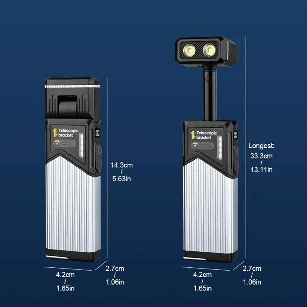 Светодиодный рабочий фонарь с LED-дисплеем, перезаряжаемый через USB, 180° вращающийся, телескопический фонарь, телескопическая конструкция с магнитом на хвосте