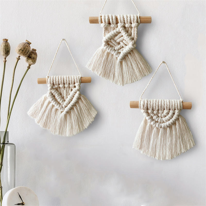 Ручная работа, мини-подвеска в стиле макраме, настенный гобелен в стиле радуги, украшение для автомобиля в стиле бохо для спальни, комнаты для девочек