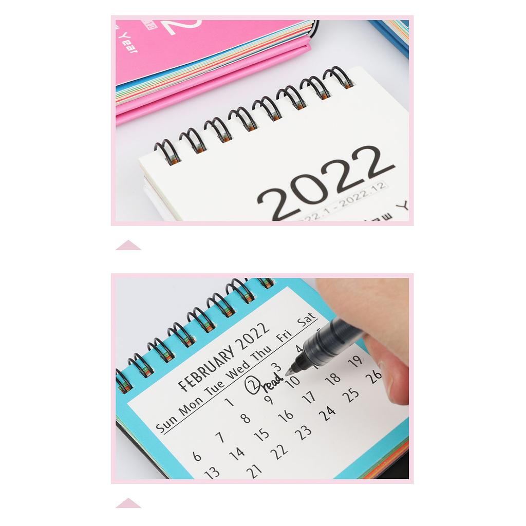 Маленький настольный календарь на 2022 год, однотонный план-книга, мини-календарь, украшение