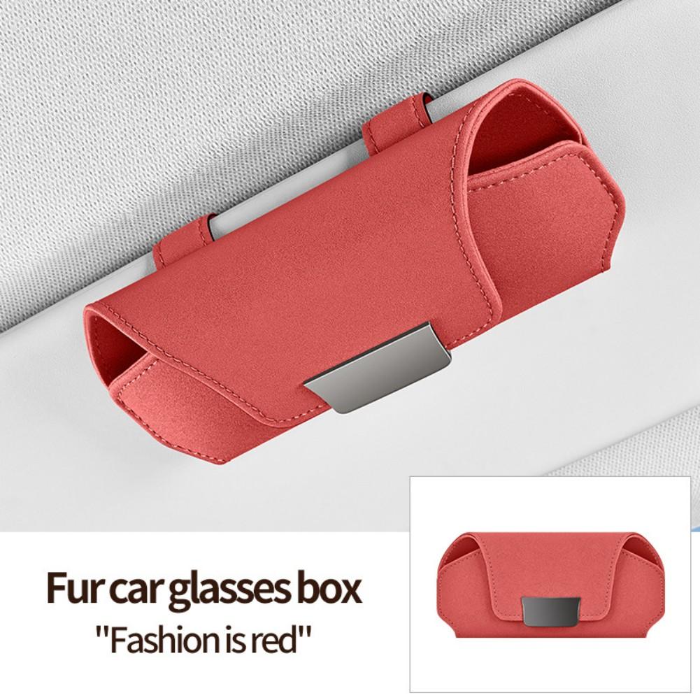 Car Glasses Sunglasses Storage For Visor Magnetic Closure Design Suede Material Accepts Cards Receipts Car Interior Storage
