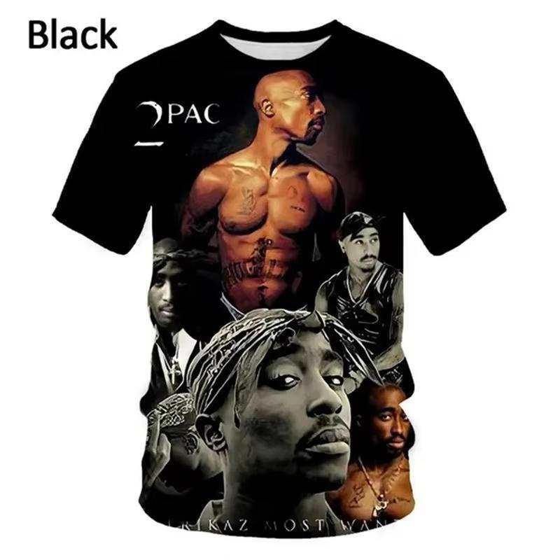 3D Принт 2pac Летняя Мужская Футболка Мужские Футболки Рэпер Звезда Тупак 3D Принт Уличная Одежда Женская С Коротким Рукавом Повседневная Детская Футболка