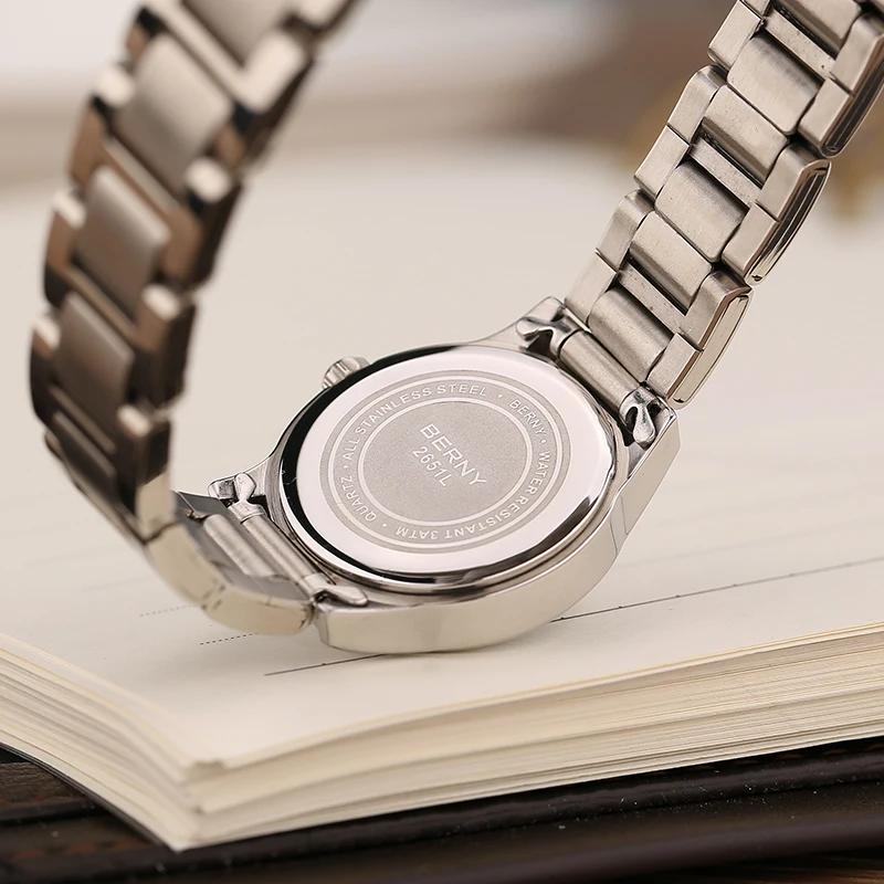 BERNY Luxury Ladies Watch Japan Movement Fashion Dress Women Quartz Wristwatch Auto Top Bracelet Watches Female 3ATM Waterproof