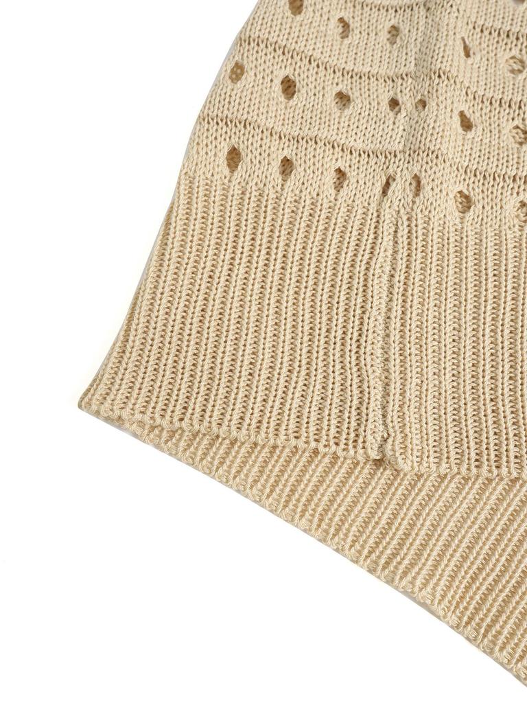 2025 Европейская и американская женская повседневная мода Ажурный свитер-рубашка 1047