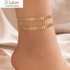 Simple Leaves Anklets For Women Shell Bracelet Gold Color Boho Jewelry Crystal Beach Foot Chains Sunflower Tobilleras Summer