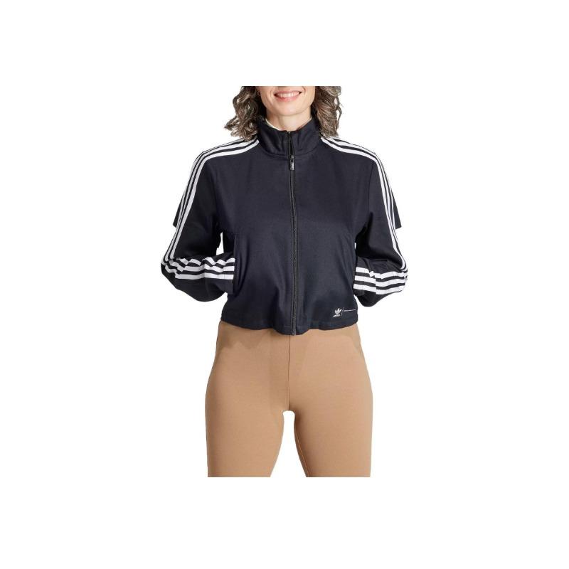 adidas Женская укороченная спортивная куртка Originals с 3 полосками, черная IM4326