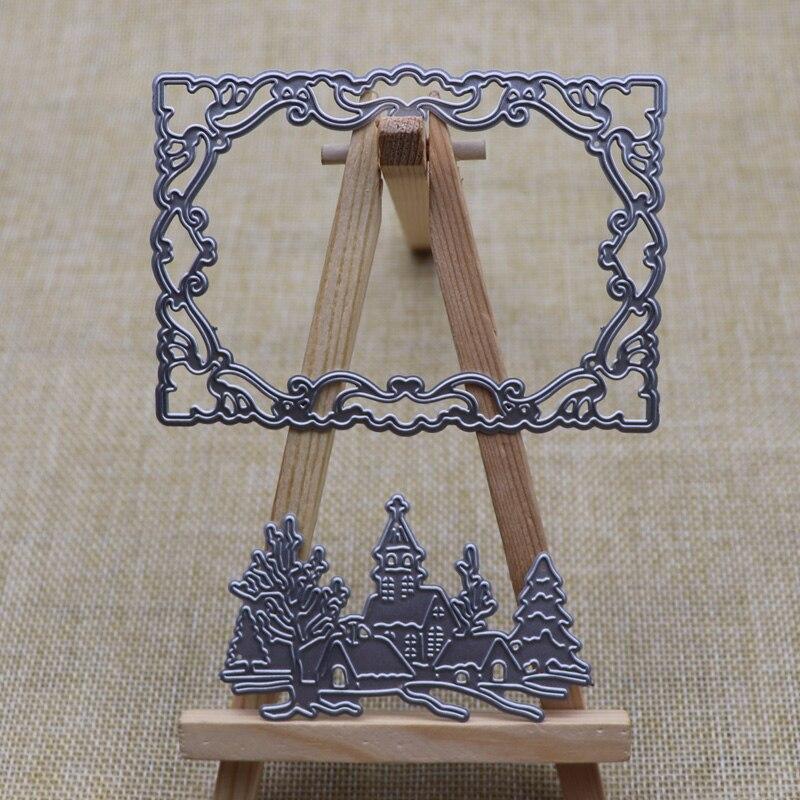 Рамка замка кружево прямоугольник металлический штамп для DIY скрапбукинг альбом бумажные открытки ремесла штампованный