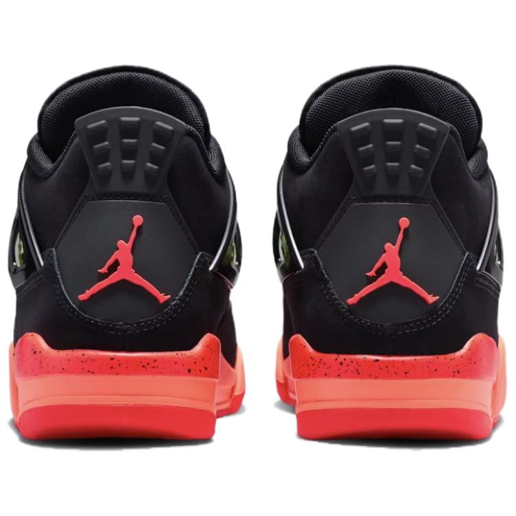 Air Jordan 4 Retro GS Черные Инфракрасные Детские Кроссовки Инфракрасный-23-Ярко-Манговый-Едва-Лаймовый-Белый II1271-001