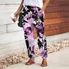 Women Forest Printing Pants Lace Up Elastic Waist Loose  Trousers Casual Long Pants Trousers with Pockets