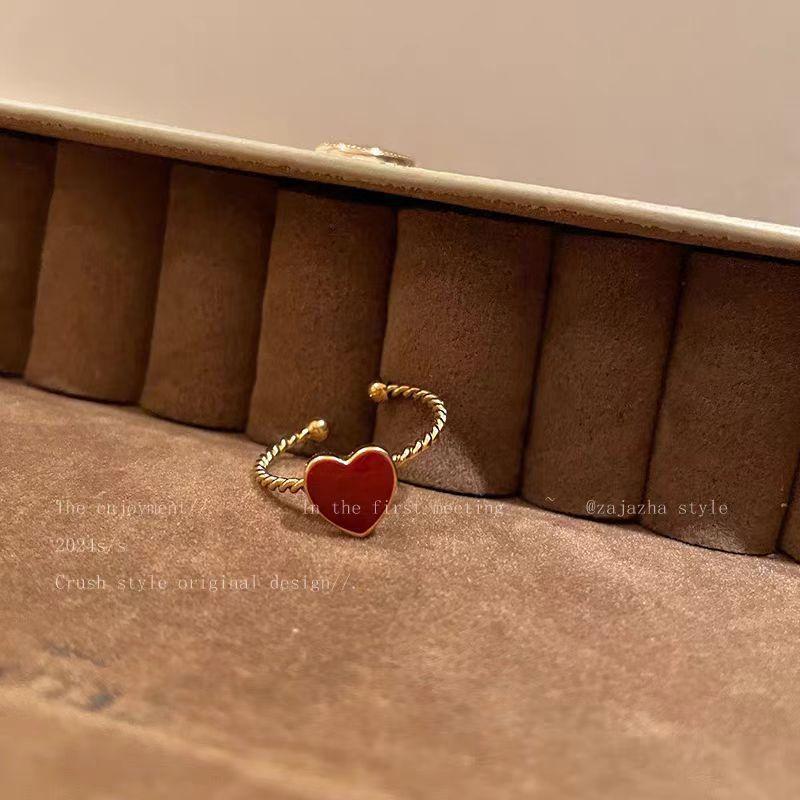 Кольцо Ankola Red Love с глазурью-капелью, Женское кольцо на указательный палец в стиле легкой роскоши и ретро, Высококачественное кольцо для stacking