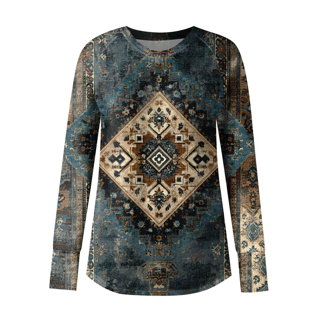 Womens Oversized Sweatshirt Graphic Sweater Long Sleeve Drop Shoulder Round Shirt Tops Vintage Clothes