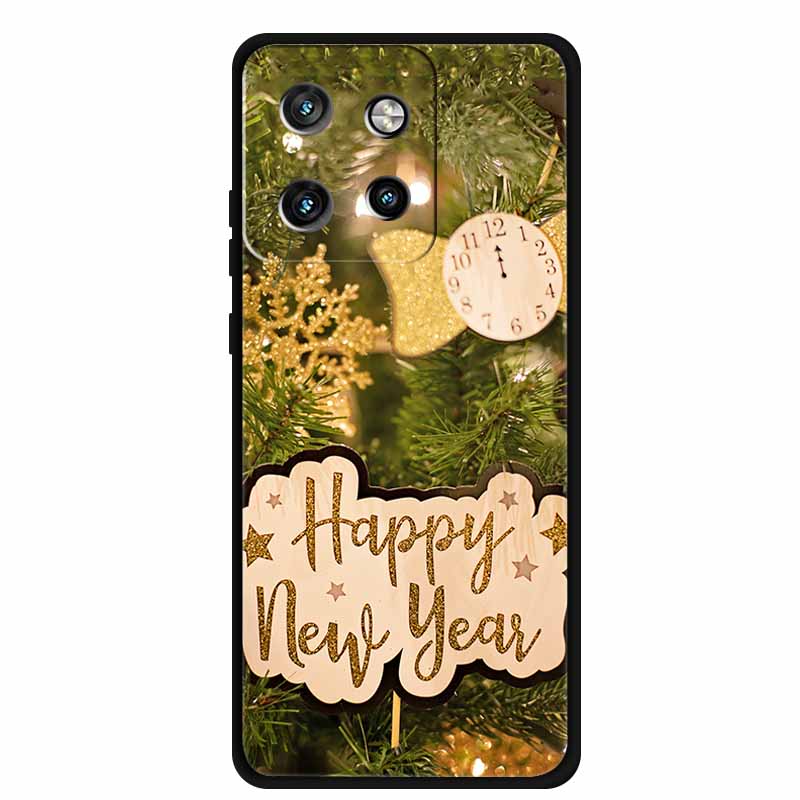 Christmas Cover For Motorola Moto G75 5G Black Silicone Cases TPU Santa Claus Christmas Tree Cover Deer For Moto G75 5G TPU case