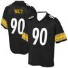 Футбольная форма Pittsburgh Steelers Черная с Желтыми/Белыми Акцентами "Watt 90" Классический Полосатый Дизайн Спортивная Футболка 3D Принты