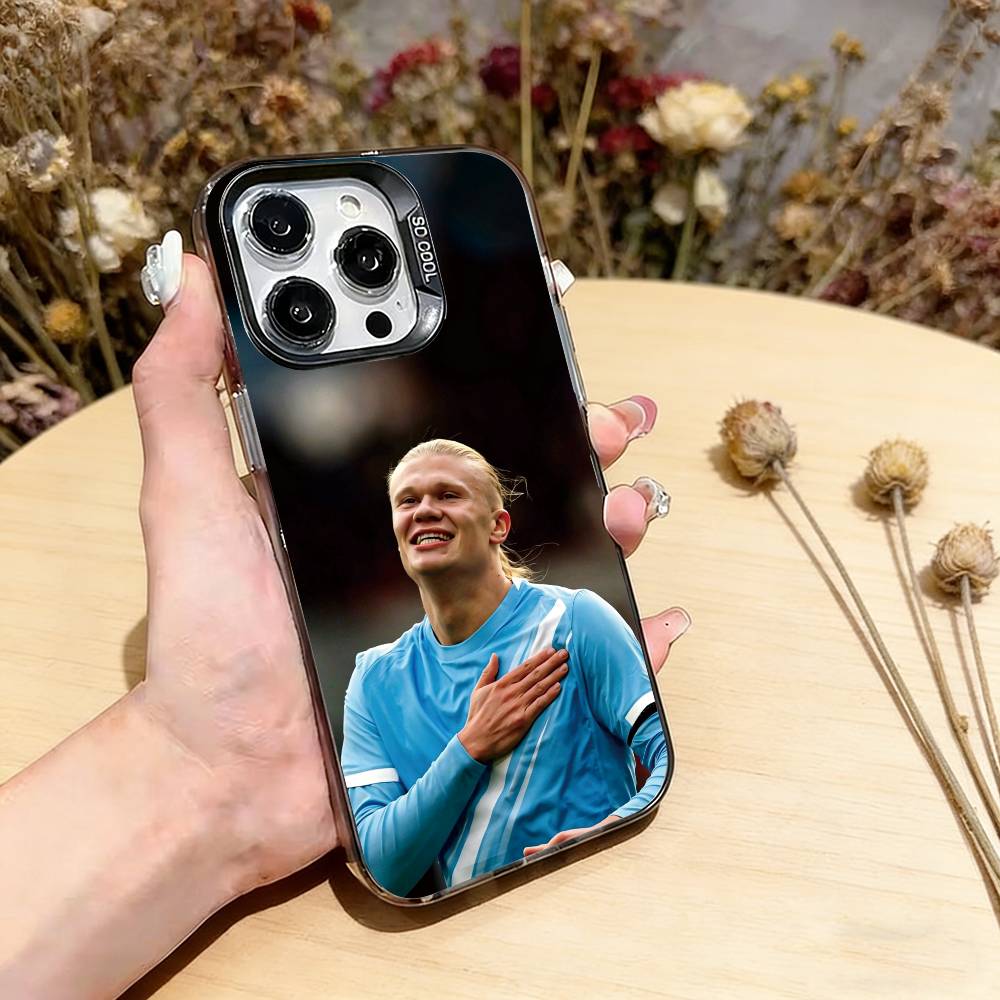 Футбольная звезда Эрлинг Холанд Чехол для телефона для iPhone 17,16,15,14,13,12,11 Plus,Pro Max,XS,Красочный серебристый чехол для телефона Funda Cover