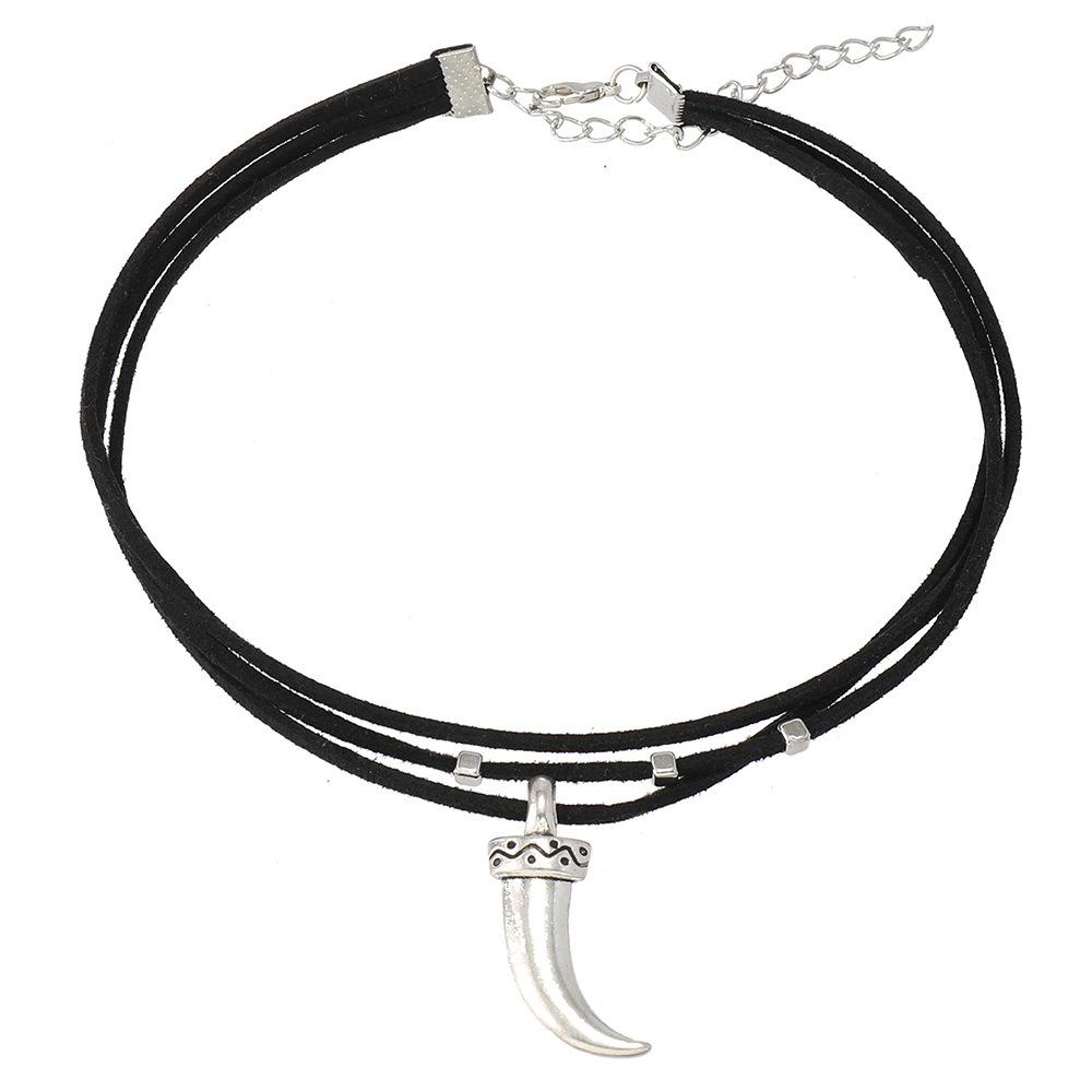 Ethnic Style Turquoise Stone Necklace Woven Rope Bohemian Necklace Trendy Leaf Tassel Choker  Gift