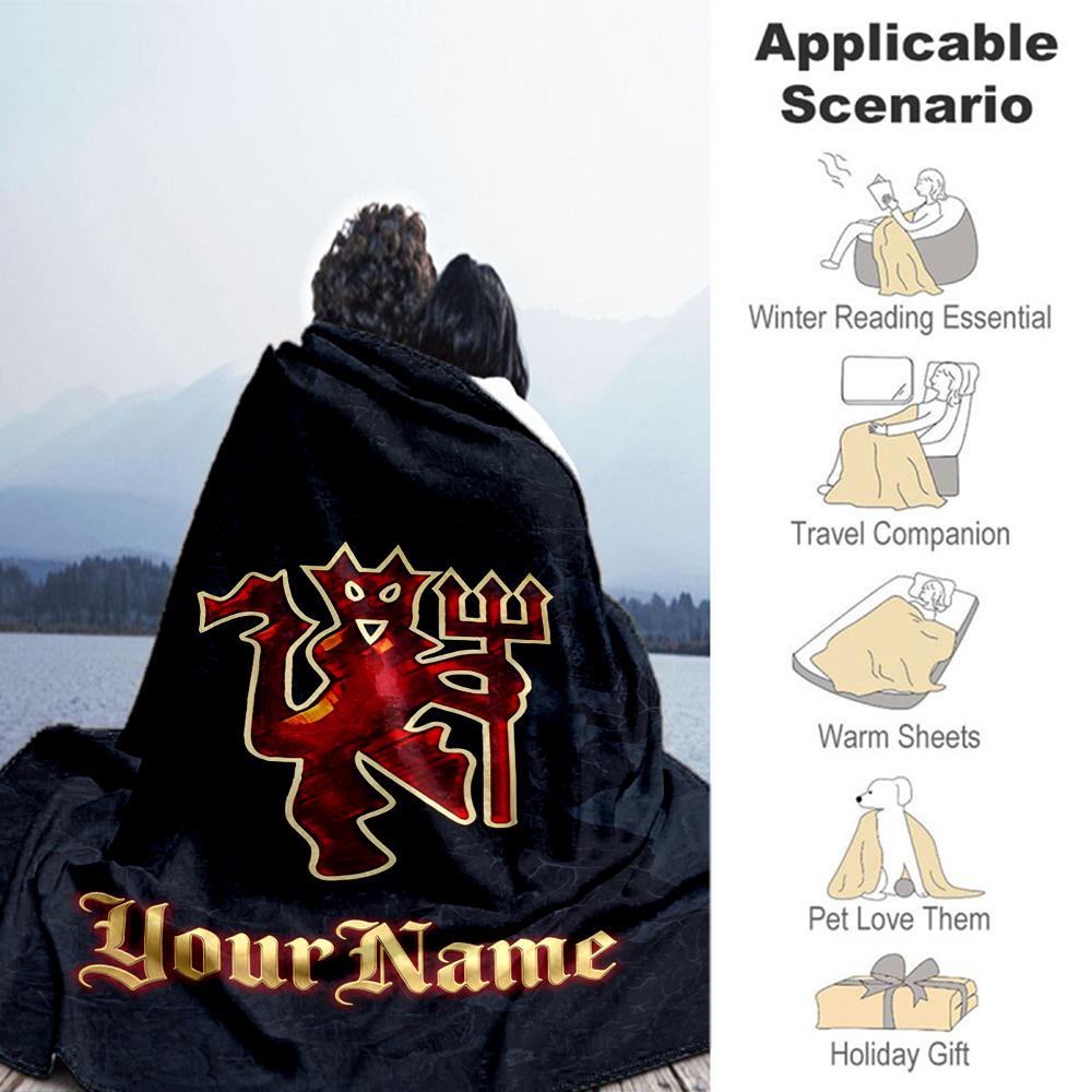 Manchester Personalized Name Blanket Gift Customizable Blanket Soft Warm Cozy for Nap Picnics Office Bedding Ideal for All Seasons