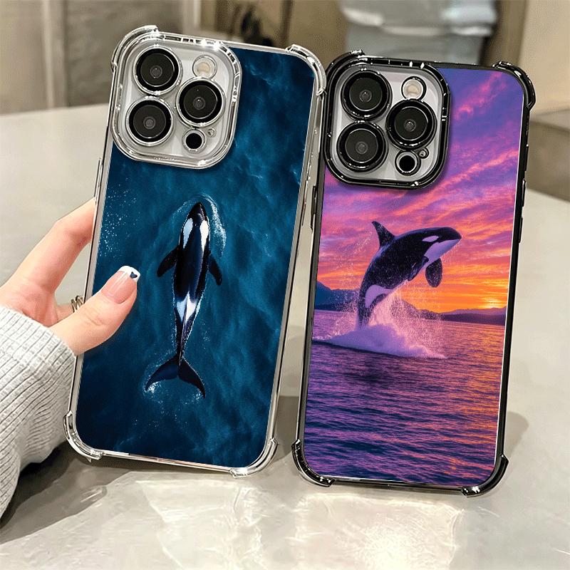 Мягкий чехол для телефона с узором «Косатка в океане» для iPhone 15 16 17 Air 14 Pro Max 16E Plus 13 12 Mini, с покрытием, противоударный, Fundas