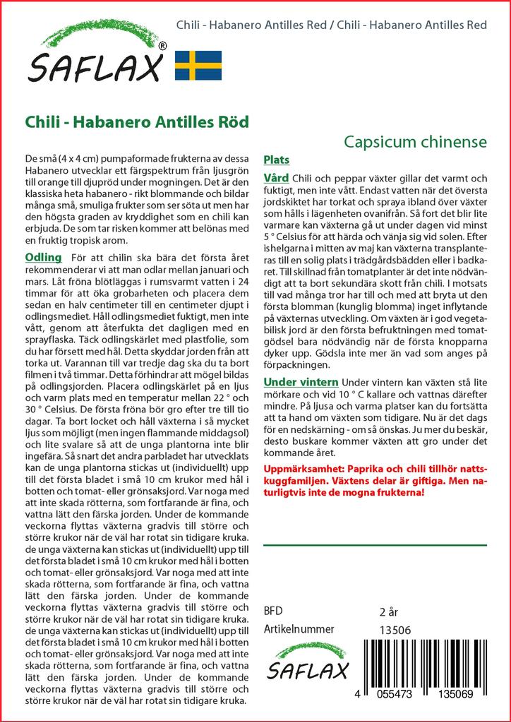 SAFLAX Чили - Habanero Antilles Red - 10 семян - С горшечным субстратом для лучшего выращивания - Capsicum chinense