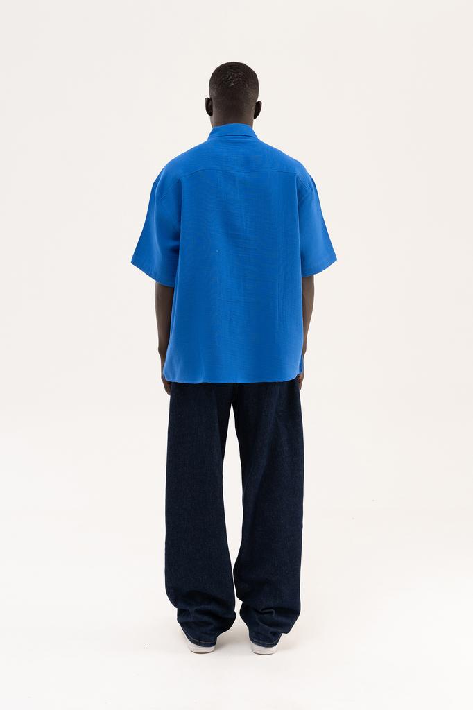 Machinist Men's Oversized Basic Cotton Shirt – Blue (Sax) S
