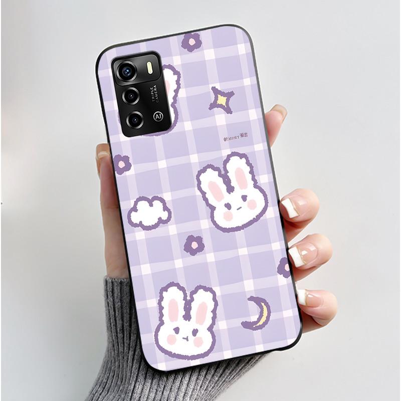 Чехол для смартфона ZTE Blade V40 Vita / V41, роскошный, милый, с кроликом, забавный, черный, корпус, мягкий силиконовый защитный чехол