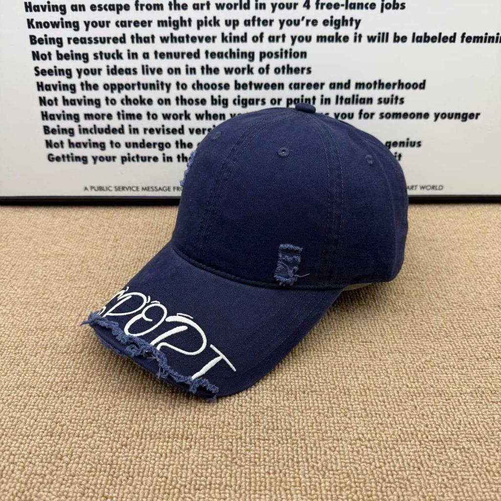 American retro burrs baseball cap niche ripped embroidery soft top cap trendy personalized wear sun hat