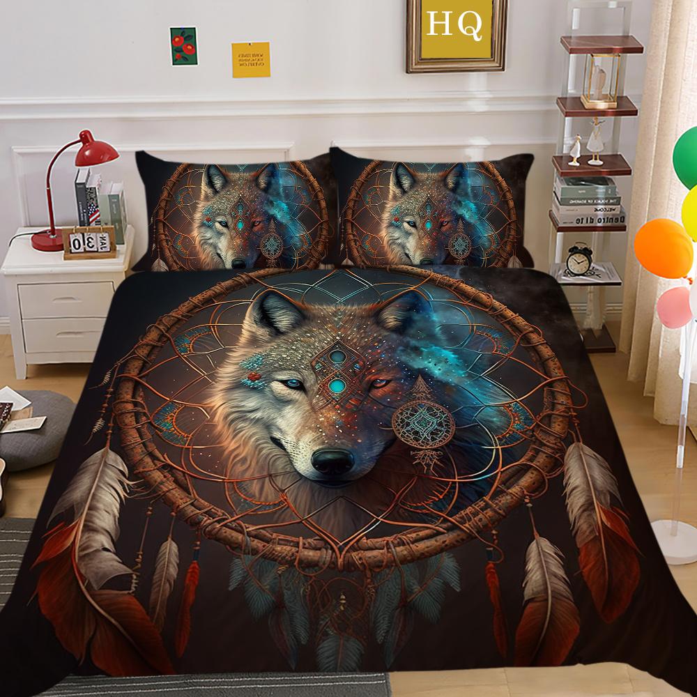 Домашнее постельное белье с принтом волка, комплект постельного белья из микрофибры королевского размера, мужской мягкий домашний текстиль высокого качества