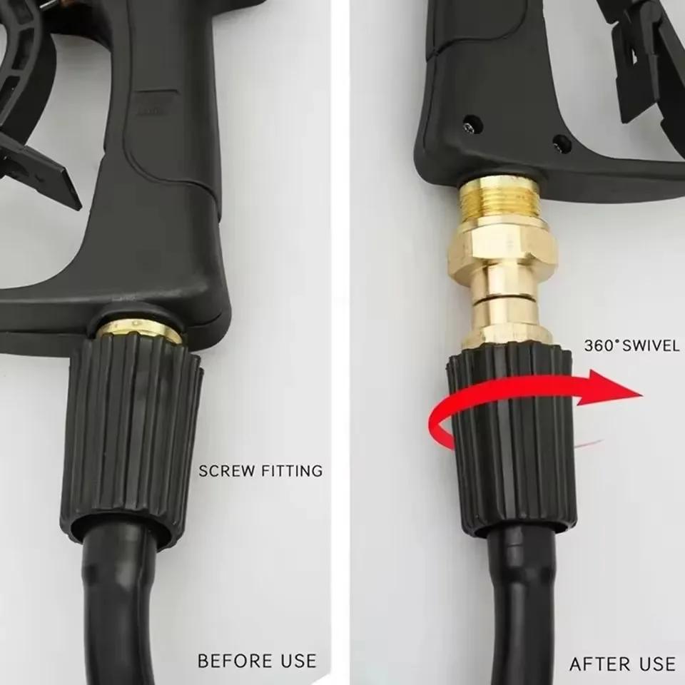 Pressure Washer Swivel Fitting Hose Connector M22 14/15mm Thread 360 Degree Swivel Hose Connector Anti-tangle Quick Connector