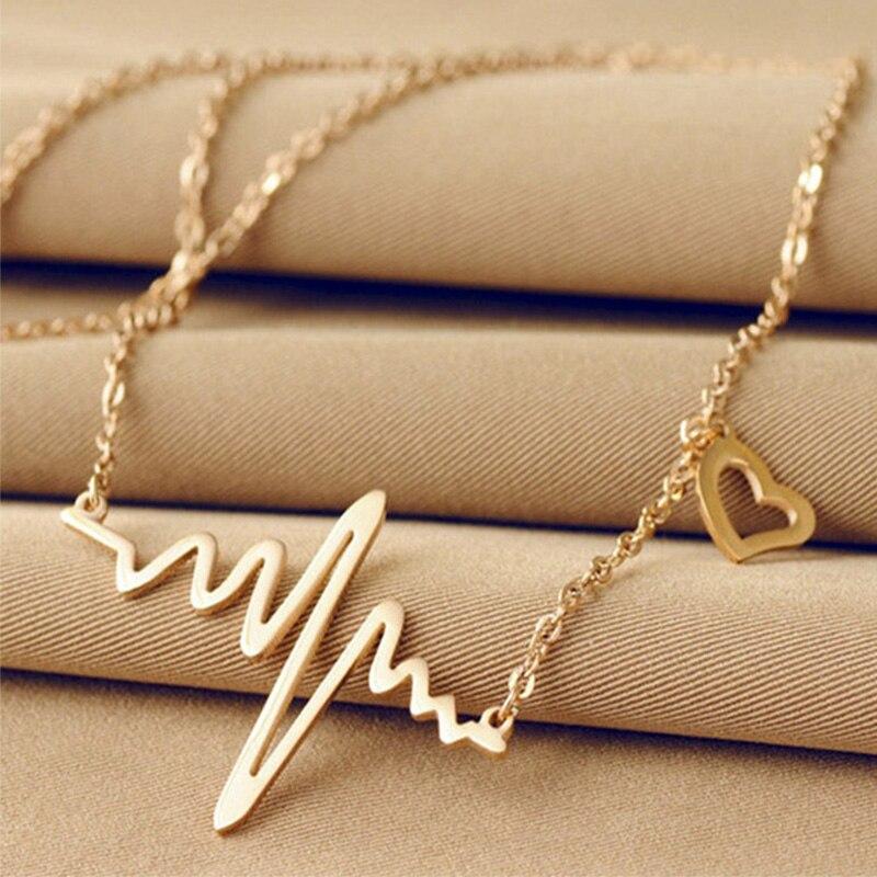 Модные ожерелья с цепочкой электрокардиограммы для женщин, ожерелья с подвеской в виде сердца, ювелирные изделия для женщин, подарок для возлюбленного