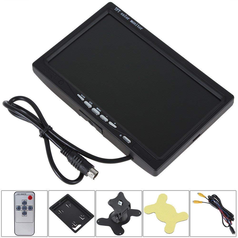 OBEST ЖК-дисплей 24 В на 12 В Пульт дистанционного управления Прямое питание Резервное питание Двойной видео монитор подголовника Рамка 7-дюймовый Накладной монитор, Совместимый, Переключаемый, Подключение,