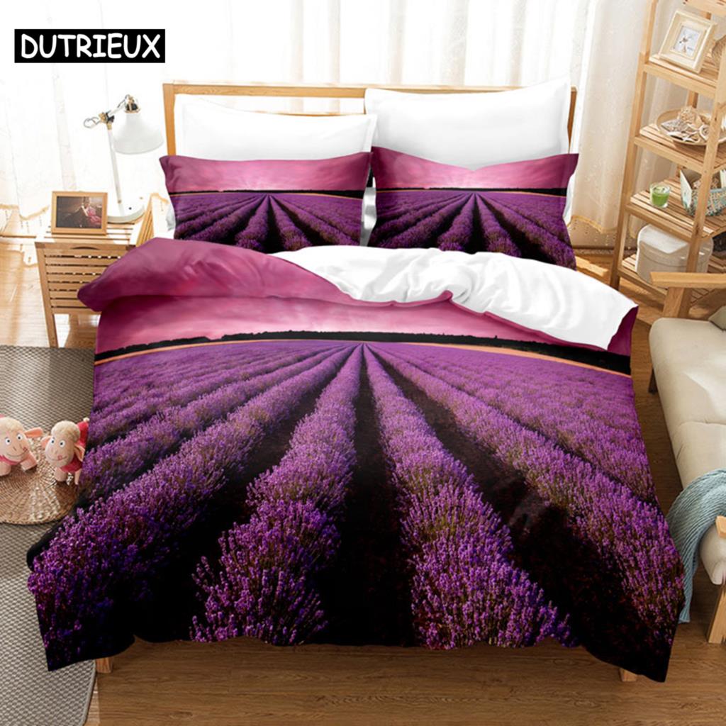 Фиолетовый комплект постельного белья, пододеяльник, одеяло, наволочка, 3D одеяло, лаванда, бабочка, двойной, полный, King Queen, Twin Single
