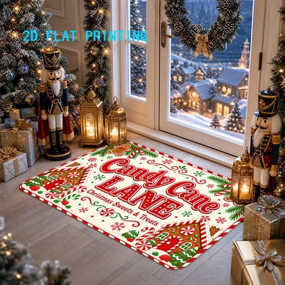 Anti Slip Christmas Printed Door Pads 2D Flat Printing Entrance Welcome Mat Outdoor Decor