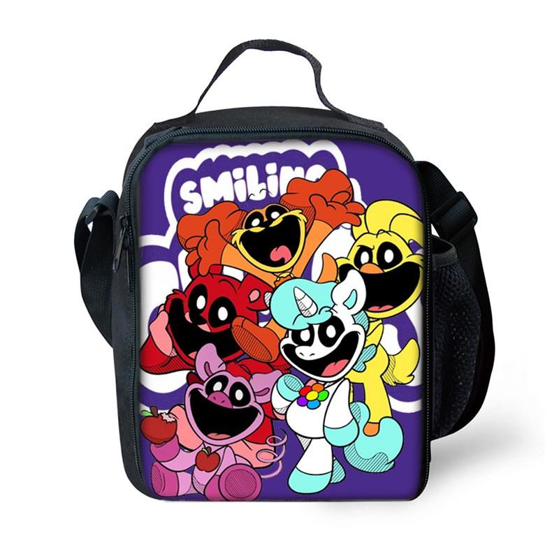 PVC Insulated Lunch Bag With Cute Horror Poppy Smile Animal Print Office Workers Students