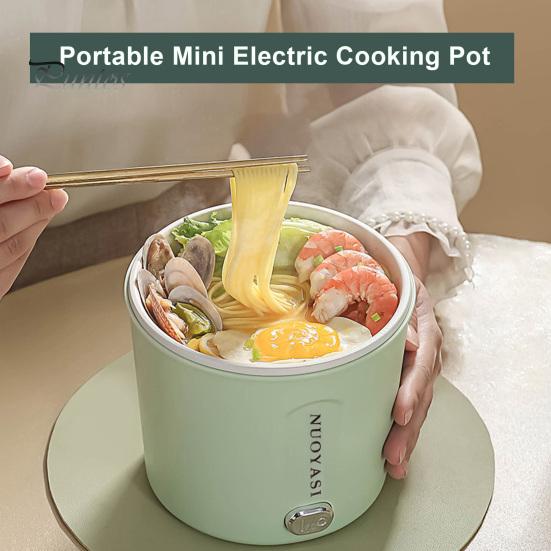 Электрическая кастрюля 1 л, мини-плита для рамэна, защита от перегрева, легко чистится, портативная, многофункциональная, электрическая кастрюля с вилкой стандарта США