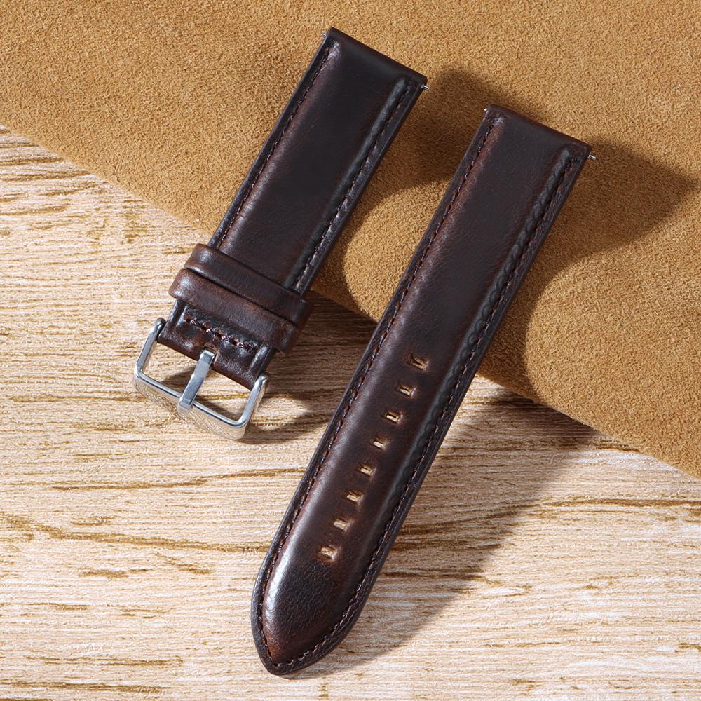 Genuine Leather Watchband Strap 18mm 20mm 22mm 24mm 26mm Black Brown Wristband Soft Quick Release Band for DW for Seiko Bracelet